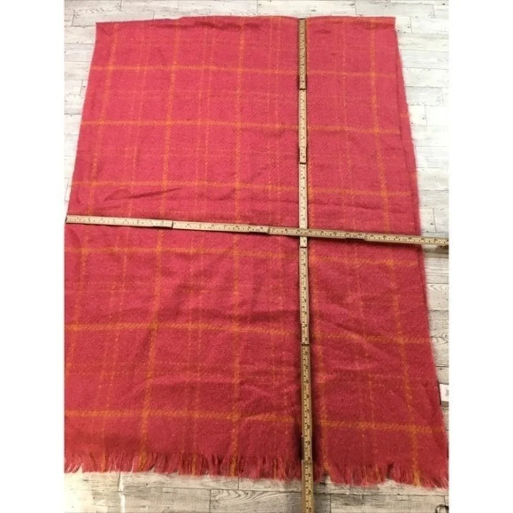 Banana Republic Pink Strawberry Claudett Plaid Oversized Scarf One Size Wrap